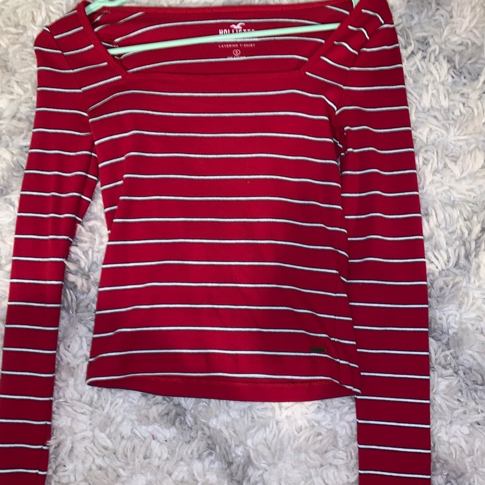 red & white striped hollister crop top